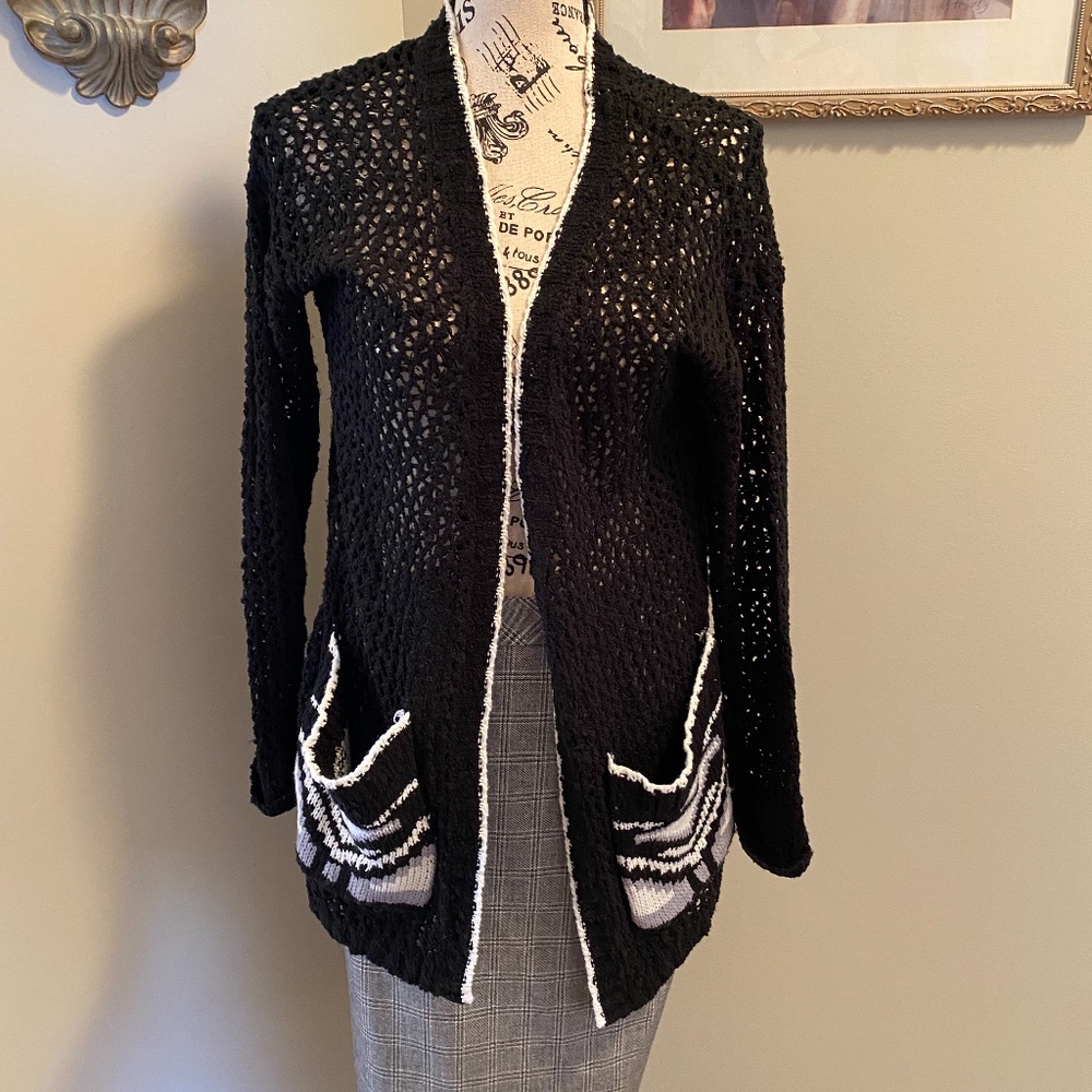 Miami Black & White Cardigan Sweater